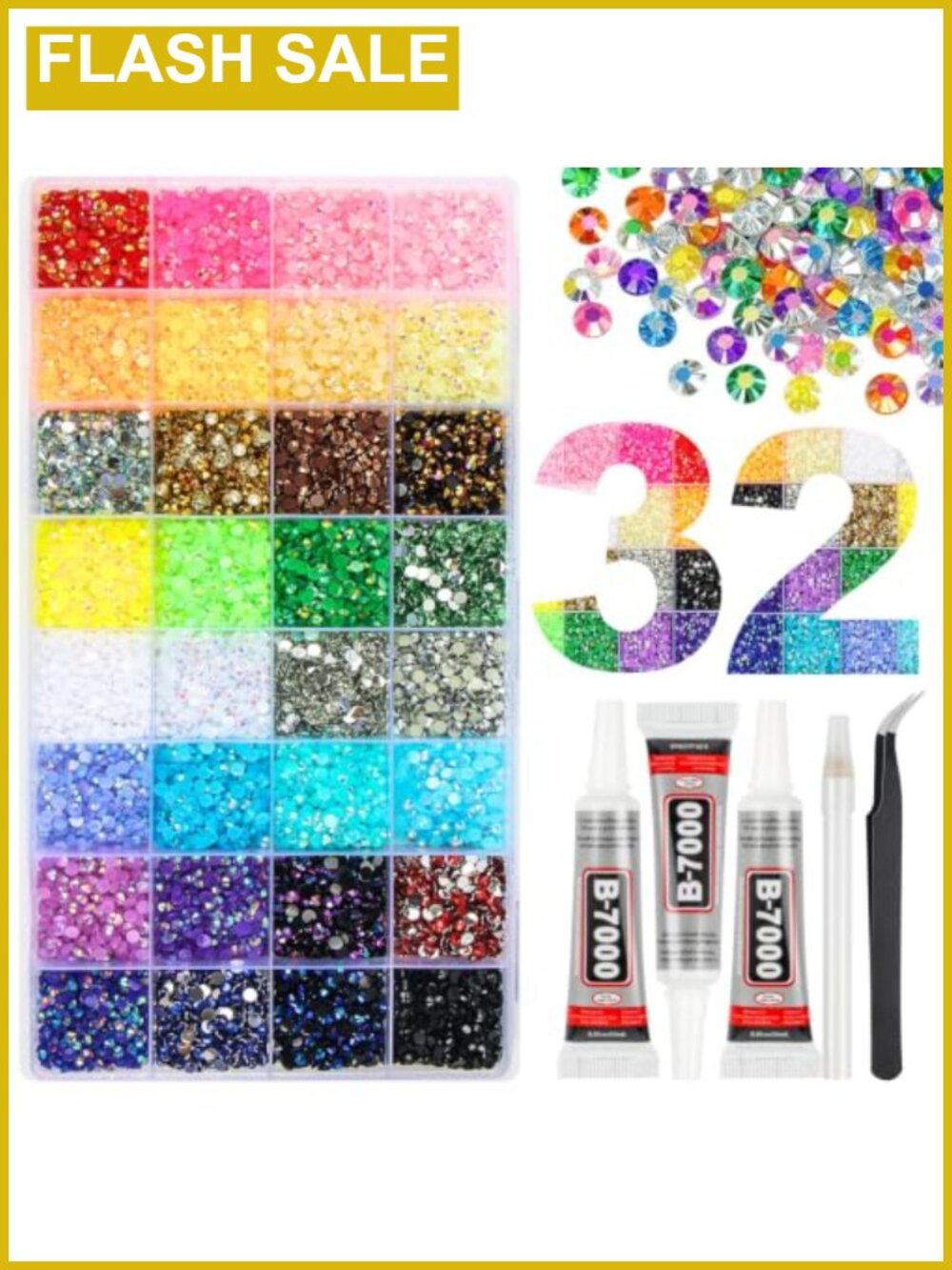 45000Pcs 32 Colors Jelly Resin Rhinestones For Bedazzling, 3mm Flatback Gems,